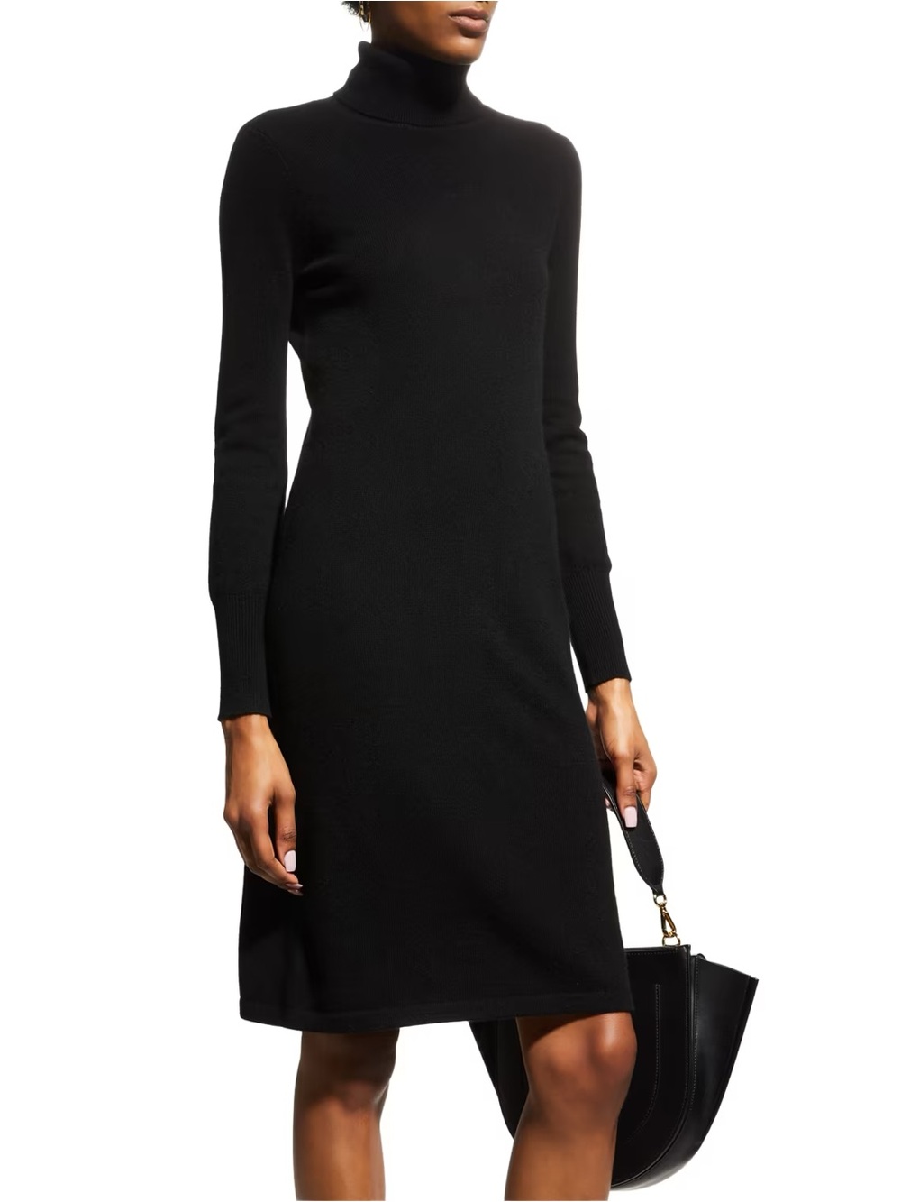 Neiman Marcus Cashmere Collection Black 100% Cashmere Turtleneck Sweater Dress S